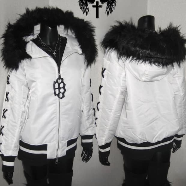 갸루 펑크 퍼 후드 투지퍼 봄버 자켓