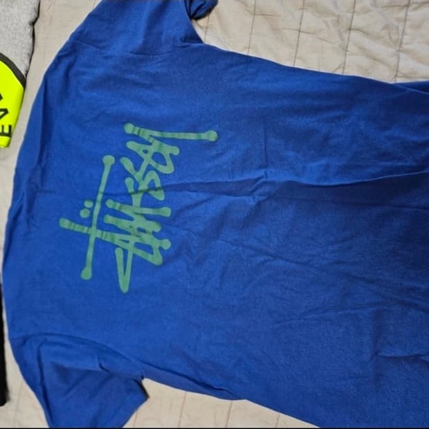 스투시 백로고 반팔 티셔츠 블루/그린