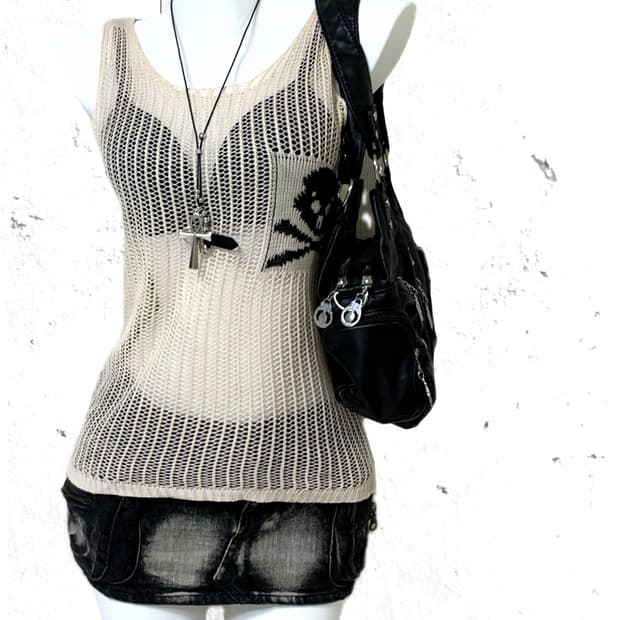 [Y2K] See-Through Skull Knit