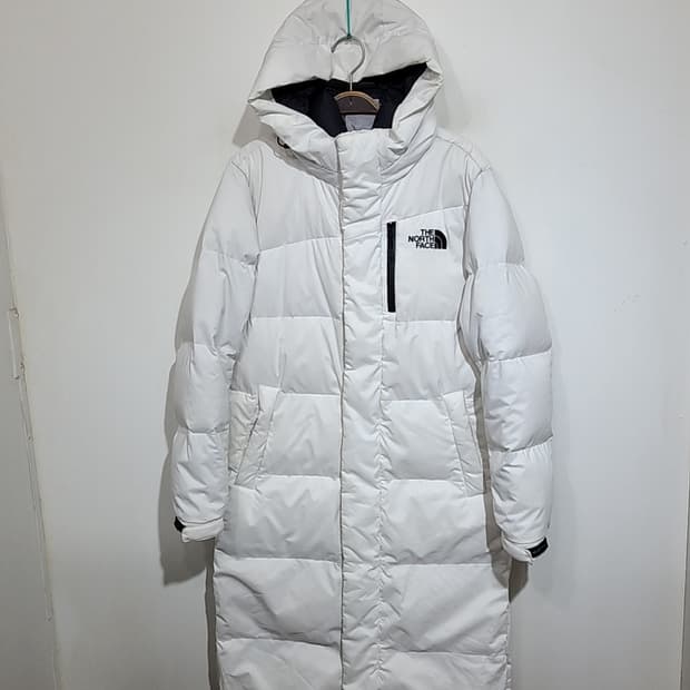 (M) 노스페이스 롱패딩 점퍼 화이트 오리털 후드 다운코트 