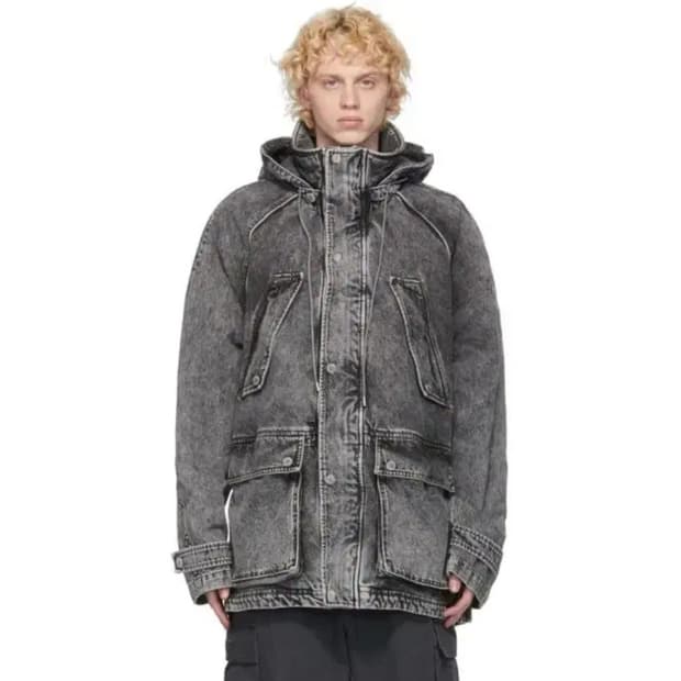 준지 라이트 그레이 워싱 오버사이즈 데님 자켓