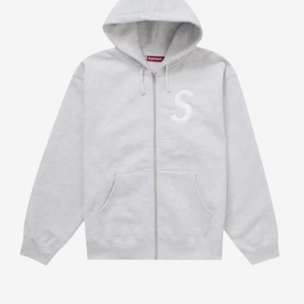 슈프림 S 로고 집업 후드 스웨트셔츠 애쉬 그레이