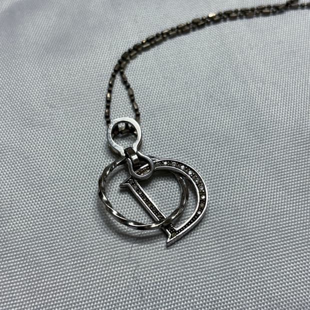 Vintage Dior D logo 925 silver necklace