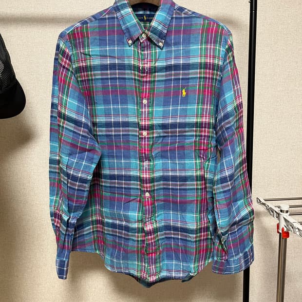 폴로 리넨 체크 셔츠