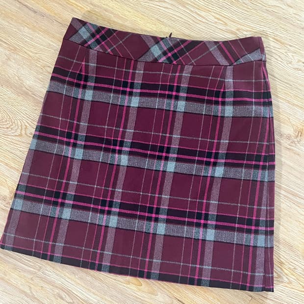 빈티지 체크 미디스커트
