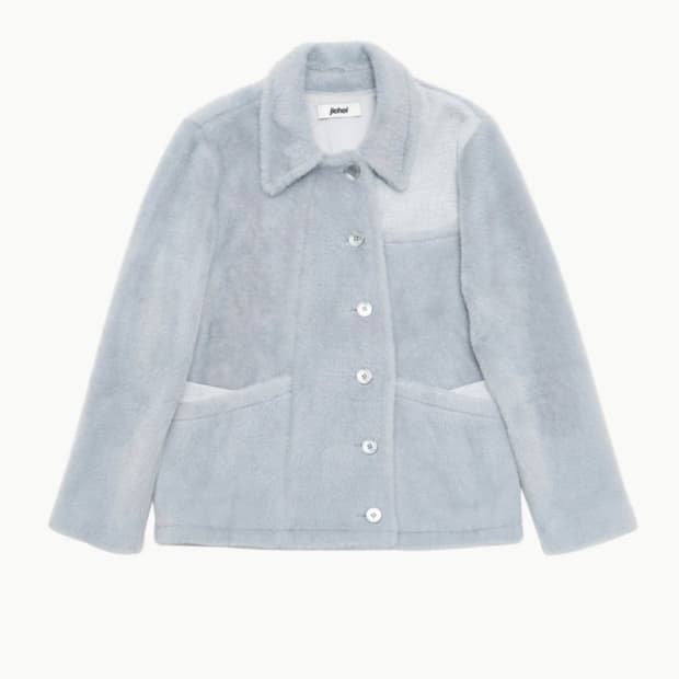 구함) 지초이 AW23 퍼자켓 블랙 블루그레이