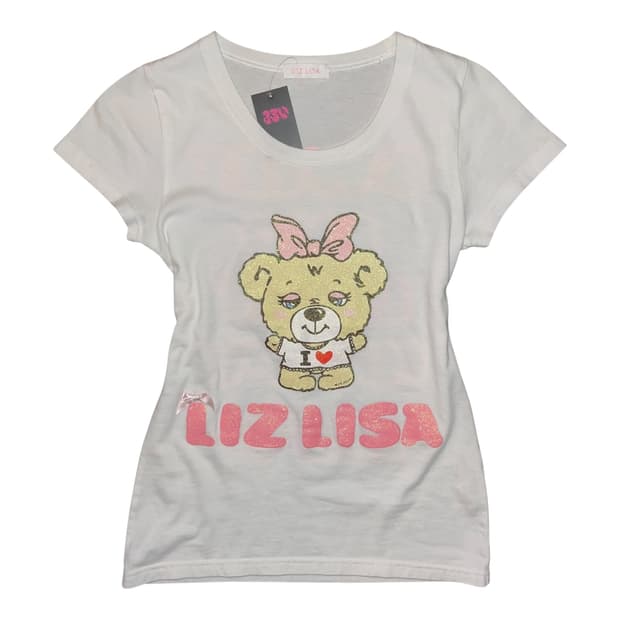 LIZ LISA 리즈리사 곰돌이 리본 레터링 반팔 갸루 키치 펑크