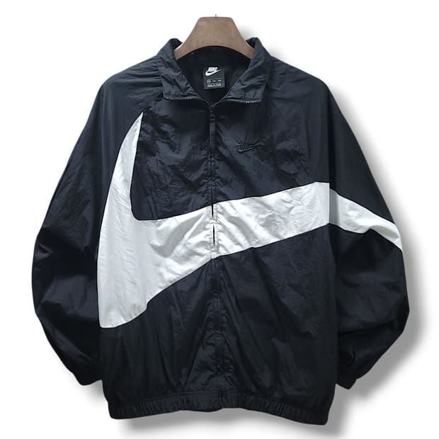 [2XL] 나이키 블랙&빅 화이트 스우시 바람막이 윈드브레이커