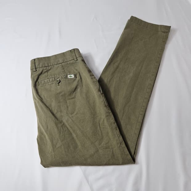 라코스테 테이퍼드 치노팬츠 코튼 슬랙스 바지 카키 32