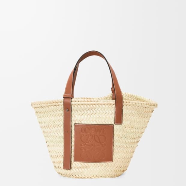 로에베 바스켓백 라피아 카프스킨 