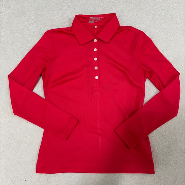 M 나이키골프 레드 드라이핏 긴팔 폴로 셔츠 1205