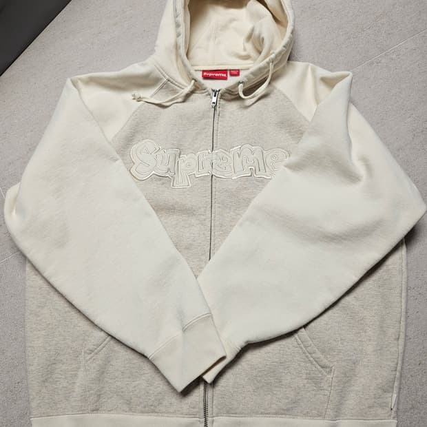 슈프림 후드집업 M 아이보리