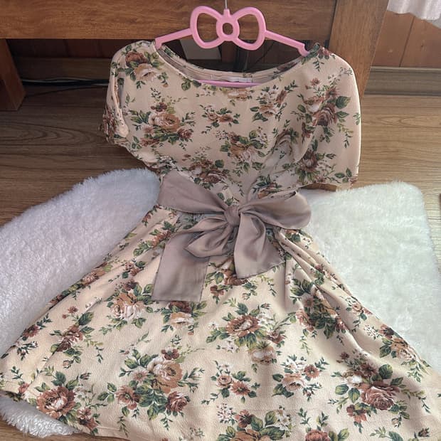 빈티지 플라워 라떼 원피스 핑크 브라운 로걀 히메갸루 짜잔씨 리즈리사깔