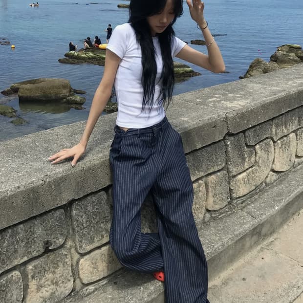 탄산마그네슘 스트라이프 팬츠