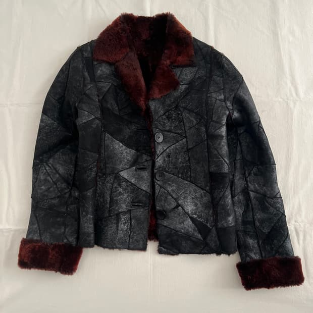 patchwork pur jacket