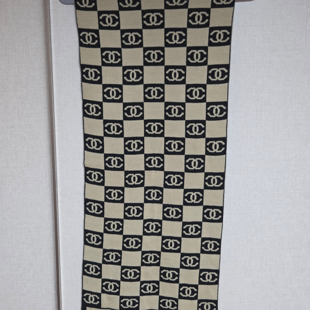 CHANEL CC 로고 양면머플러 블랙/베이지