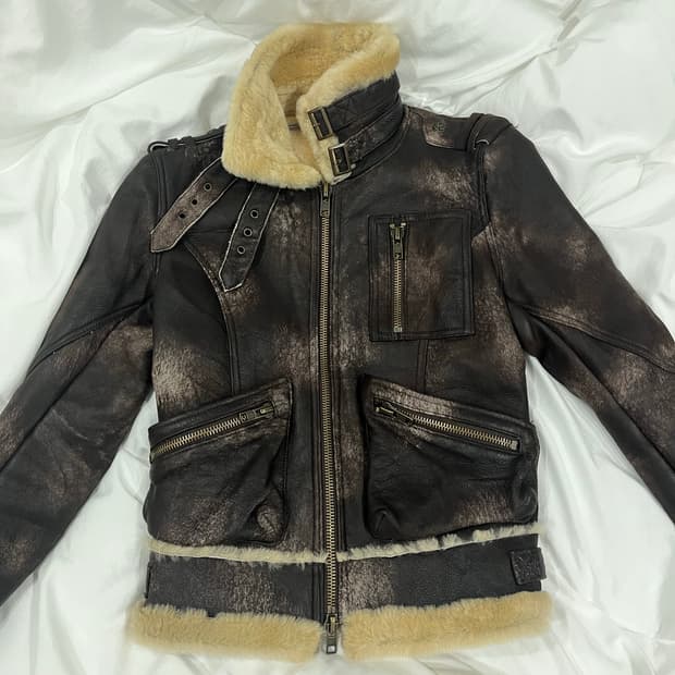 Vintage mustang jk 리얼 양가죽 털 무스탕 하이넥 자켓