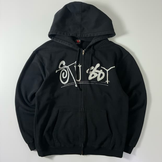 Stussy  스투시 90,s 기어스컬 블랙 후드집업 