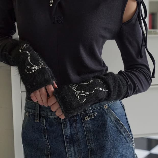 더블힙스 리본 앙고라 워머