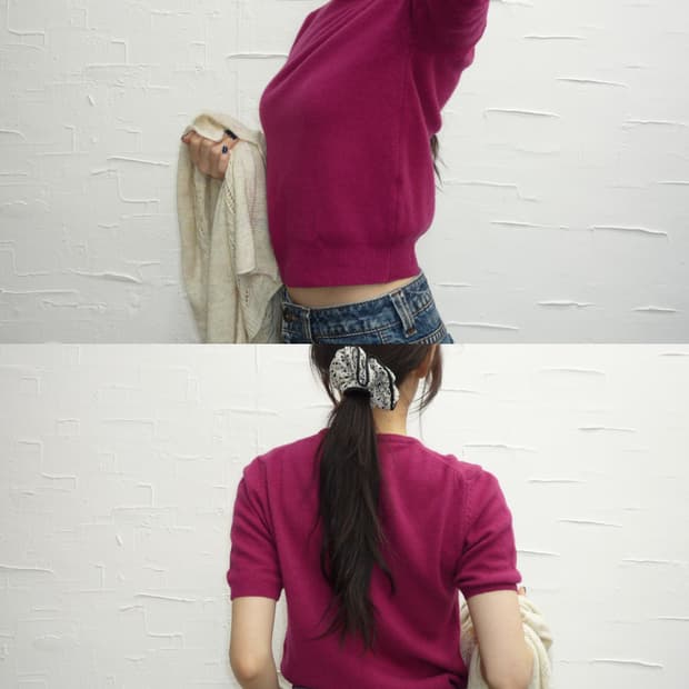 plum knit top