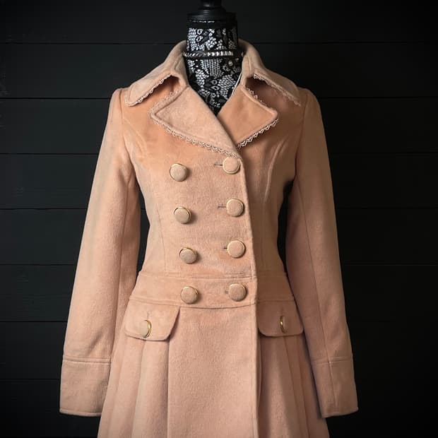 PINK MIX 핑크믹스 살구색 라떼갸루 리본 코트