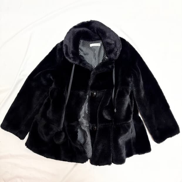 빈티지 y2k 고스 갸루 폼폼 퍼코트 지뢰계