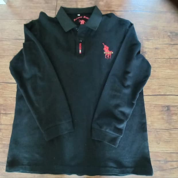 DFVOGUE  폴로긴팔 카라티 블랙 XL