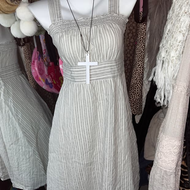 y2k 모리 그레이 글리터 단가라 원피스