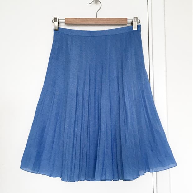 sky blue flowy pleated skirt