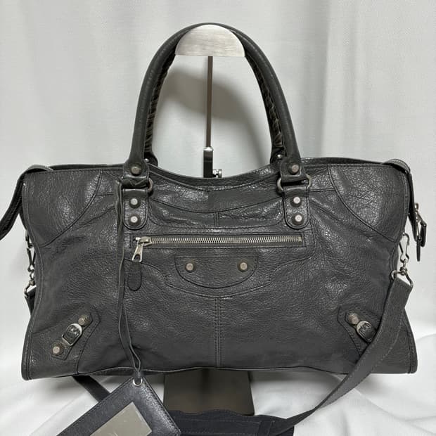 발렌시아가 파트타임 모터백 그레이