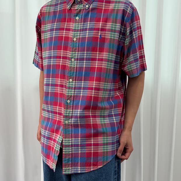 [XL]폴로 랄프로렌 클래식핏 마드라스 반팔 셔츠