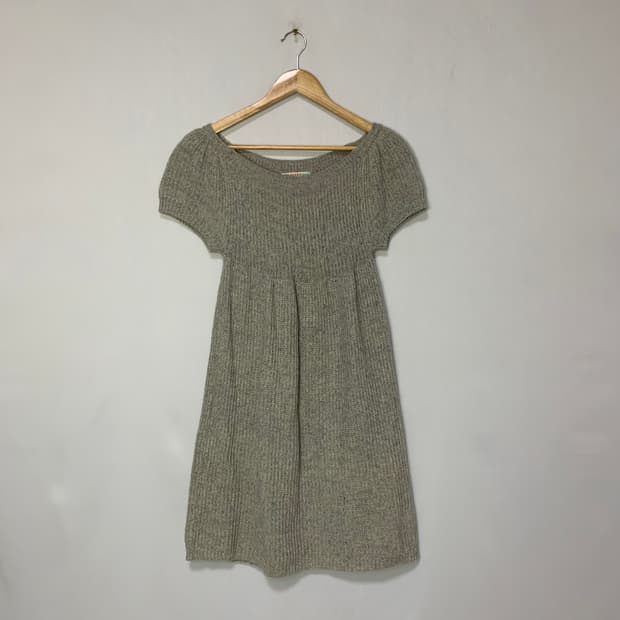 빔즈 반팔 니트 미니 원피스 레이어드 롱 니트 탑 빈티지