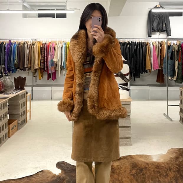 VTG mustang suede fur coat 무스탕 퍼 코트