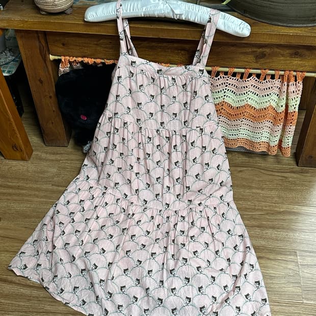 빈티지 핑크 고양이 나시 원피스 히메갸루 로걀 라떼 긱시크 오네갸루 고딕