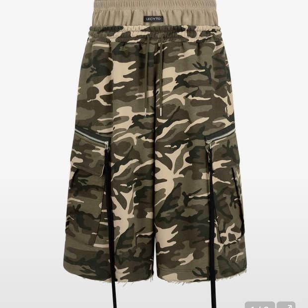 레씨토 LECYTO 레이어드 카모 버뮤다 팬츠