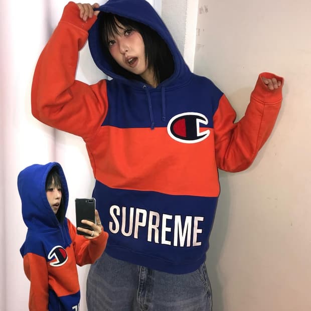 슈프림 X 챔피온 콜라보 후드티셔츠 ( 기모 )