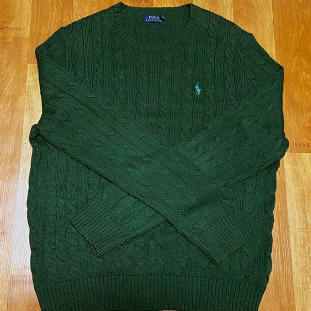 POLO 폴로 남자 꽈배기니트 케이블 그린 XL 105