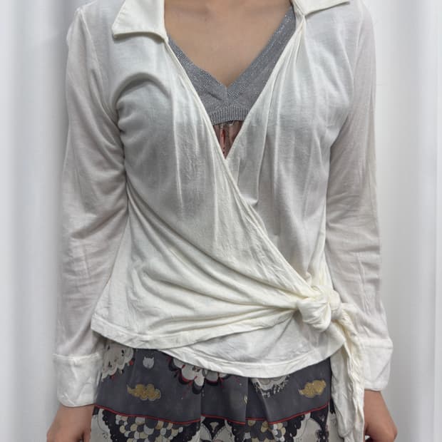 comme ca ism white wrap top