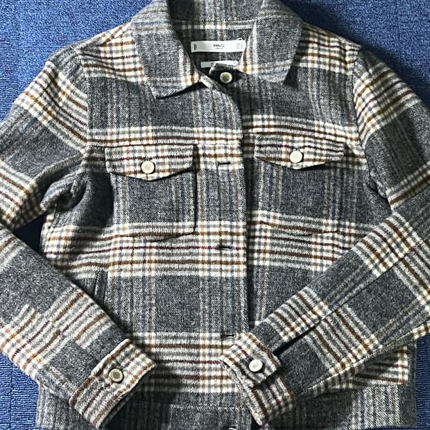망고 체크 자켓