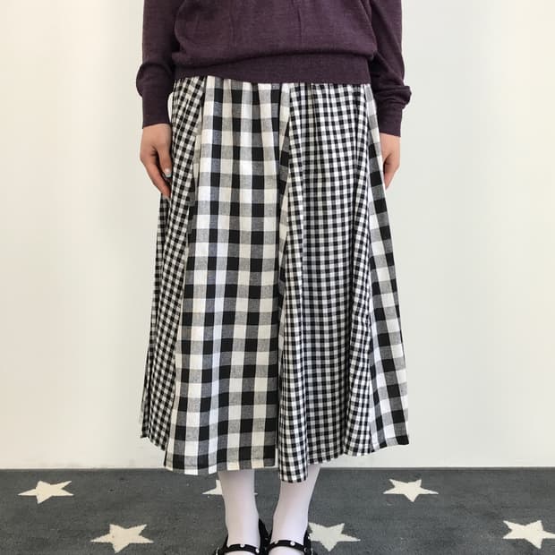 Jpn Cotton Checked Long Skirts