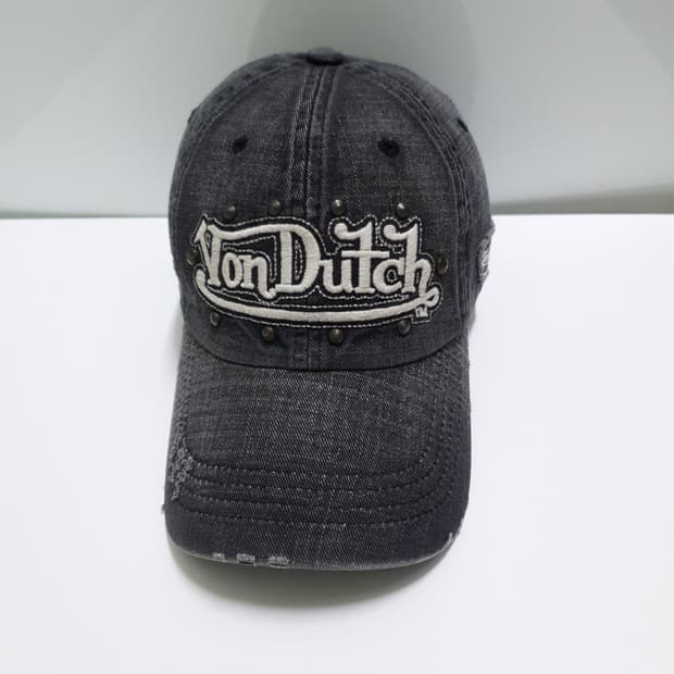 Von dutch 본더치 빈티지 Y2K 흑청 데님 트러커 데미지 볼캡