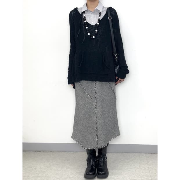 빈티지 그레이 울 스커트