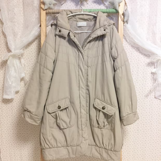 빈티지 베이지 후드 패딩