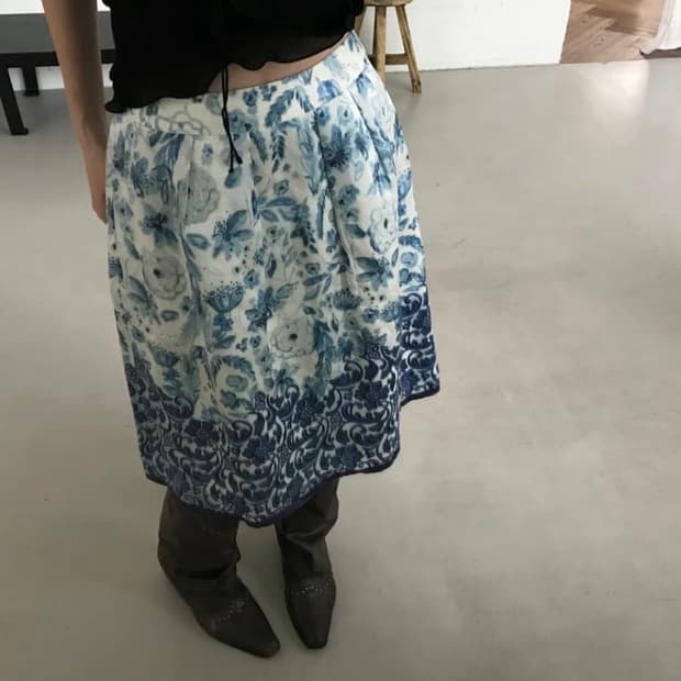vintage blue pattern skirt/빈티지 블루패턴 스커트