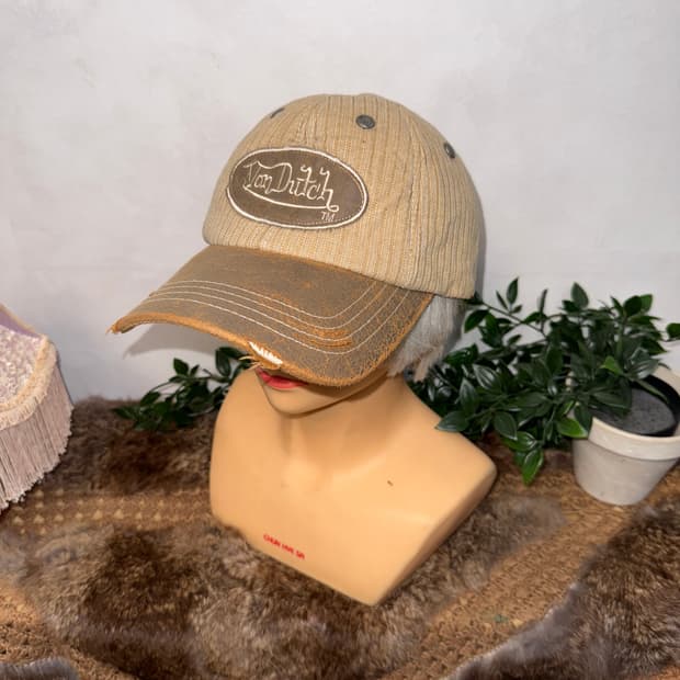 Von Dutch beige stripe leather logo 볼캡