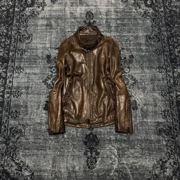 Schlussel brown lamb skin rider jacket