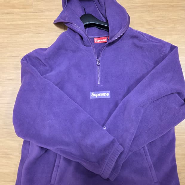 슈프림 폴라텍 페이스 하프집 후드 l