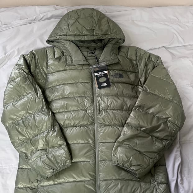 (L) 노스페이스 마티에 경량패딩 라이트 카키 덕다운 새상품