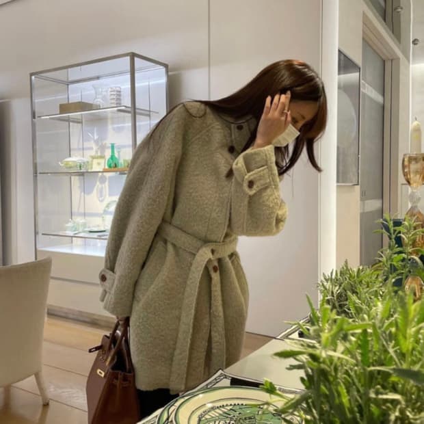 런던플랏 브루클린 하프넥 알파카 코트