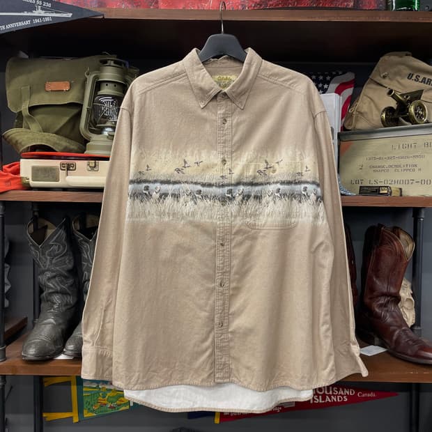 90s 카벨라스 디어 스킨 소프트 헌팅 포켓 셔츠